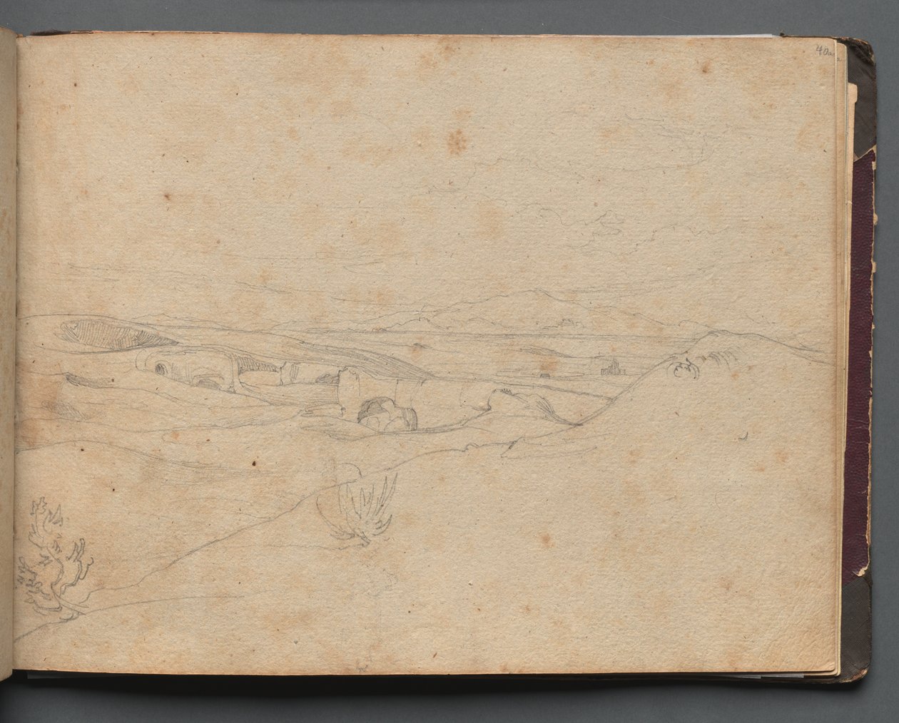 Album met Zichten op Rome en Omgeving, Landschapsstudies, pagina 40a: Romeins Landschap door Franz Johann Heinrich Nadorp