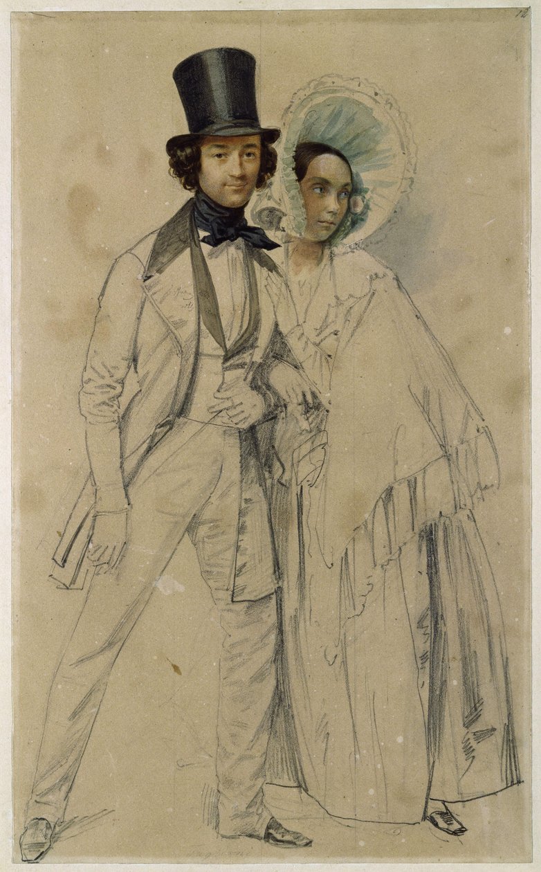 Het echtpaar Paul en Amalie Taglioni (Studie voor het schilderij „Parade van het eerste voetgarderegiment”, 1839) door Franz Krüger