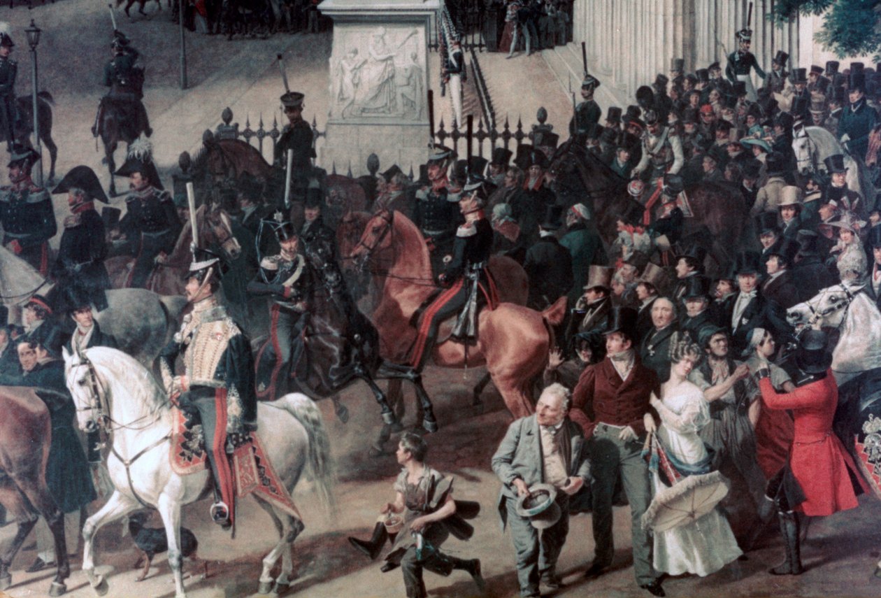 Parade op de Opera Place, Berlijn (detail) door Franz Krüger
