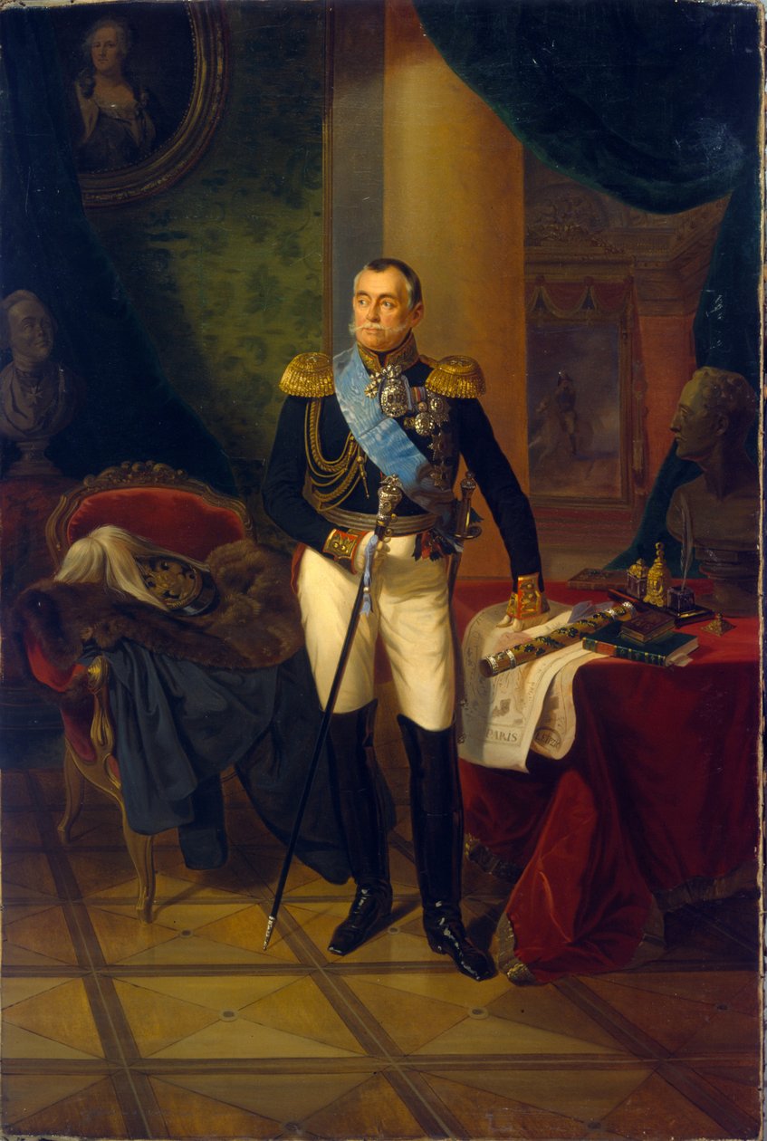 Portret van Piotr Volkonski (1776-1852), maarschalk en Russische politicus door Franz Krüger