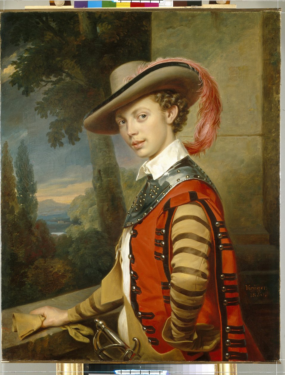 Portret van prins Nikolai Saltykov in verkleedkleding door Franz Krüger
