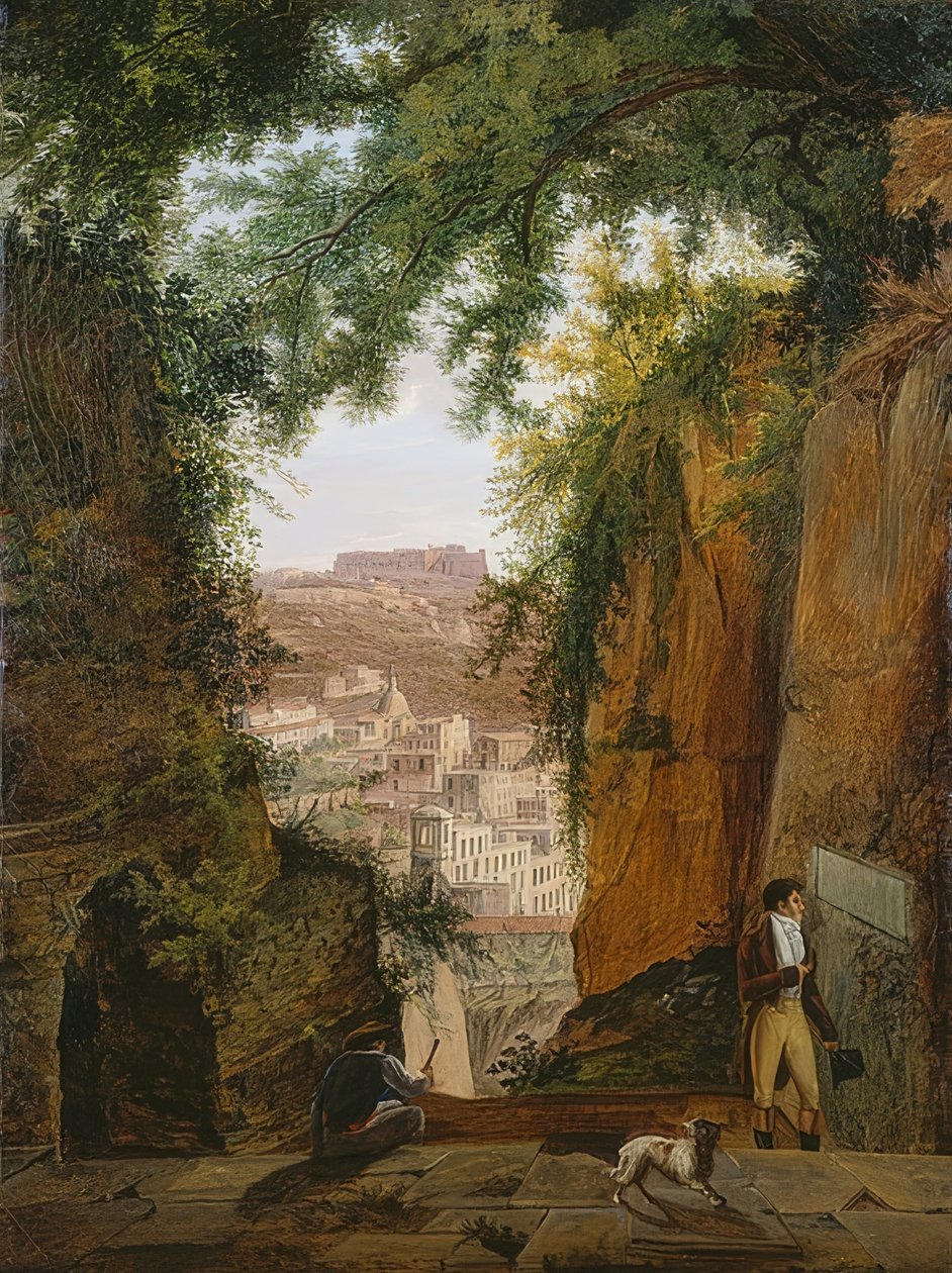 Uitzicht vanaf het graf van Vergilius op de stad Napels door Franz Ludwig Catel