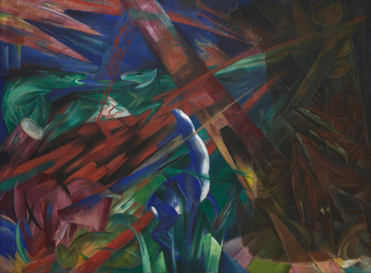 Dierenbestemmingen De bomen toonden hun ringen, de dieren hun aderen, 1913 door Franz Marc