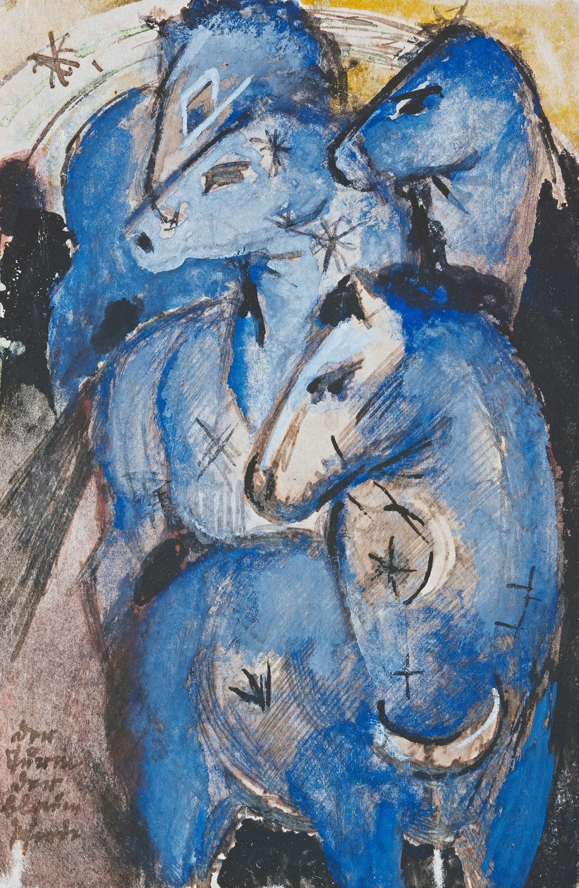 Der Turm der blauen Pferde door Franz Marc