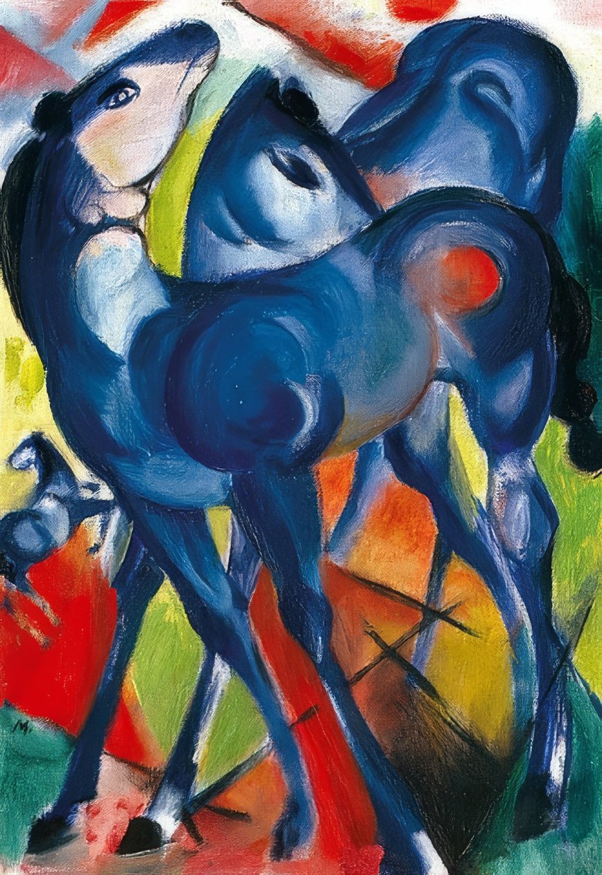 De blauwe veulens door Franz Marc