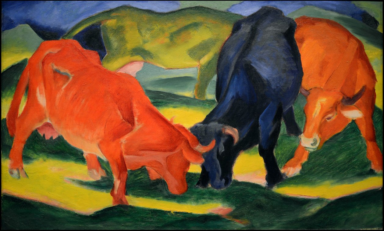 Vechtende koeien, 1911 door Franz Marc
