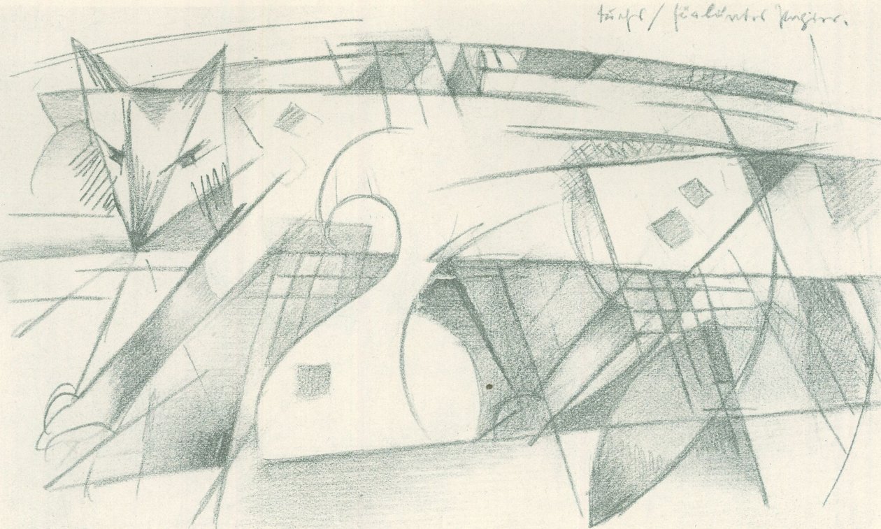 Vos / voor gekleurd papier door Franz Marc