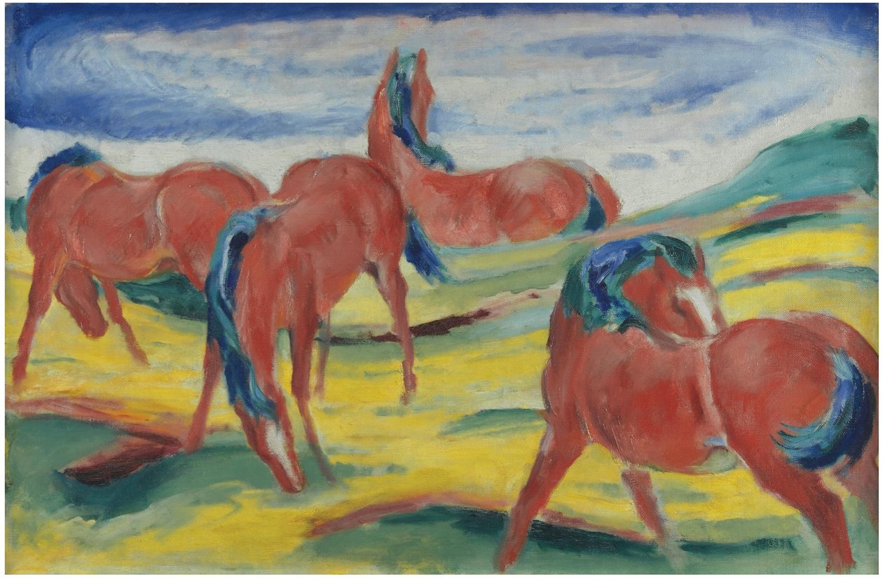 Grazende paarden III, 1910 door Franz Marc