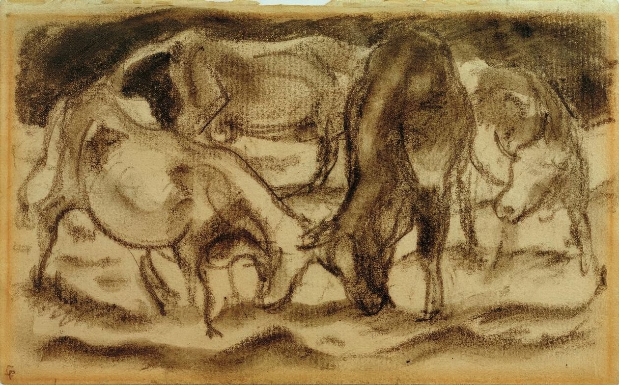 Vechtende koeien door Franz Marc