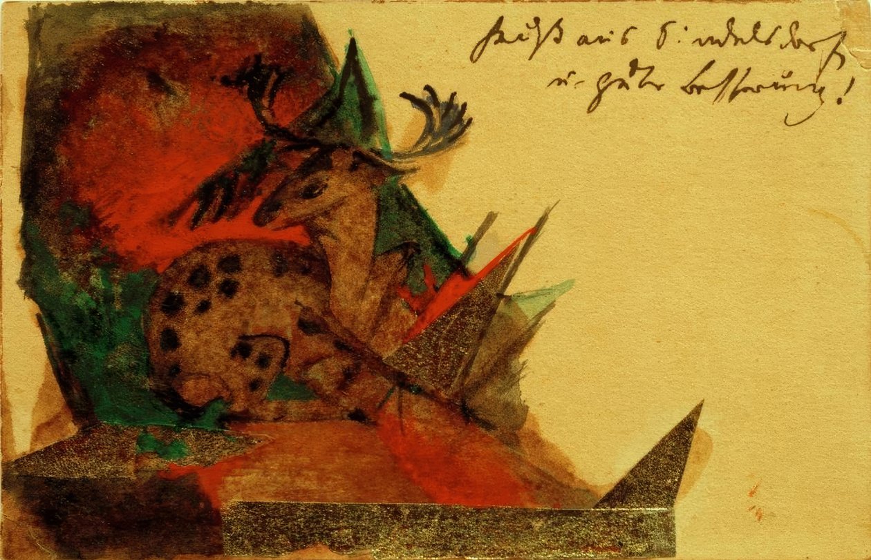 Liggend hert door Franz Marc