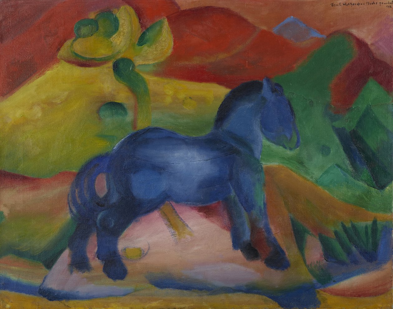 Klein blauw paard Kindertekening, 1912 door Franz Marc