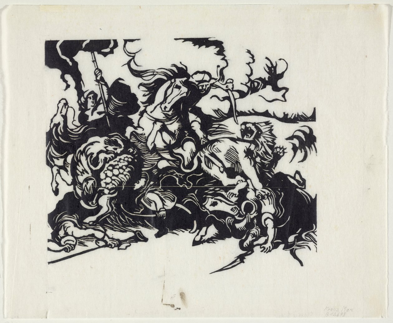 Leeuwenjacht naar Delacroix door Franz Marc