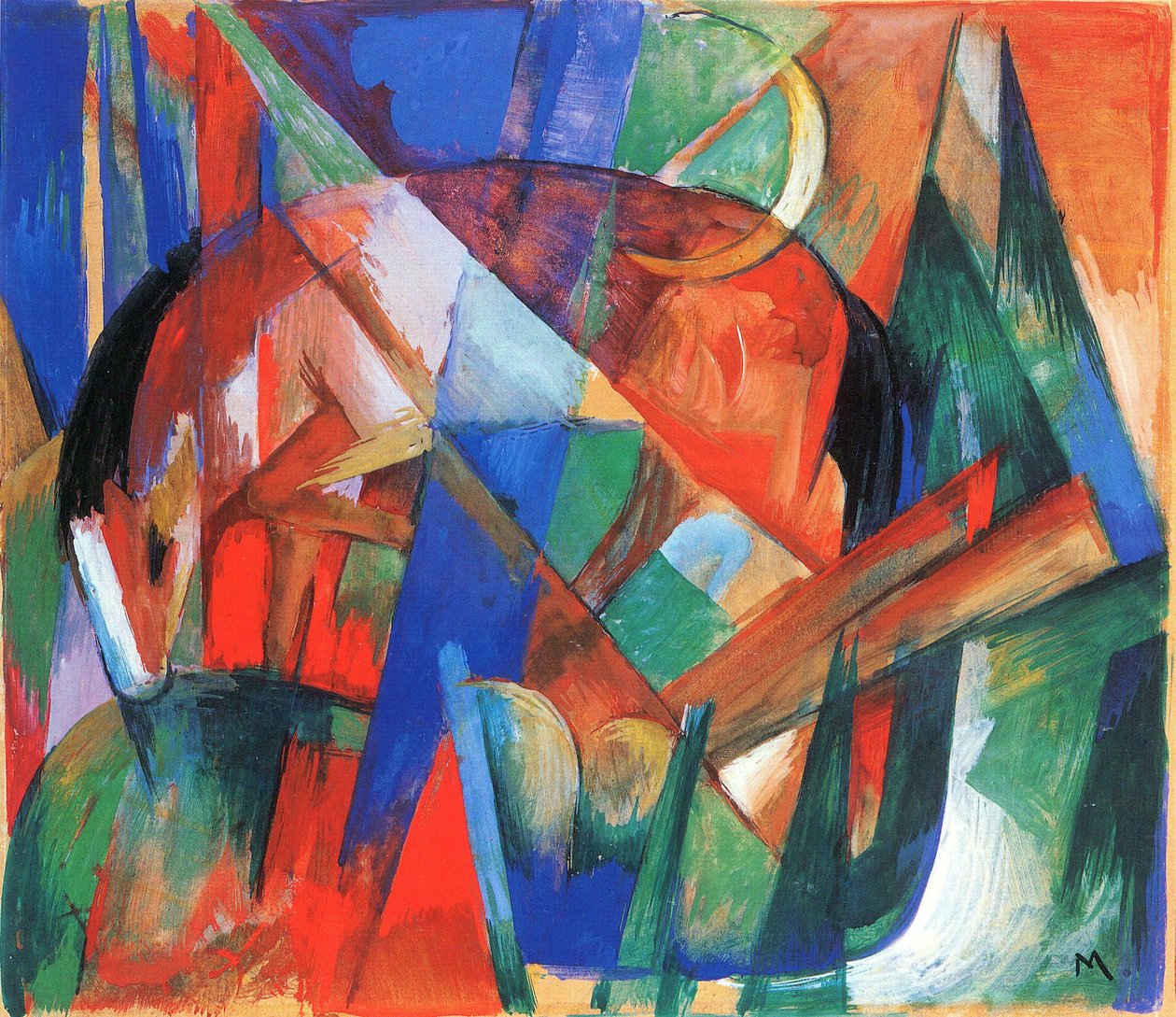 Mythisch wezen II (paard) door Franz Marc