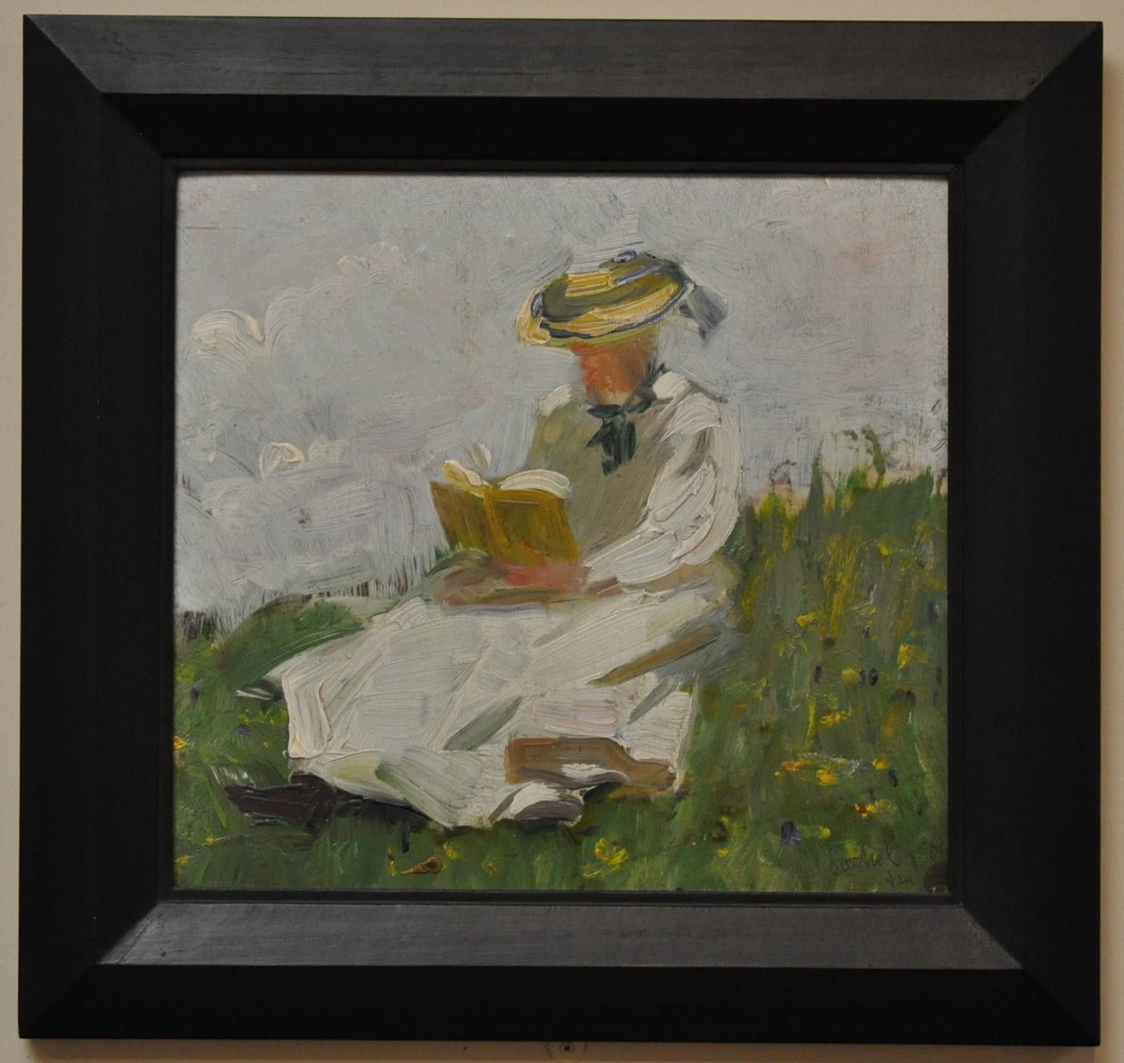 Lezende vrouw in het groen door Franz Marc