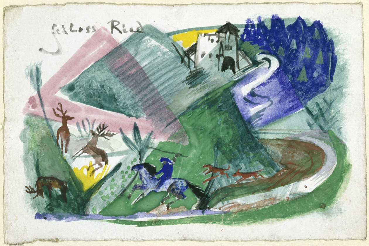 Kasteel Ried (ansichtkaart aan Else Lasker-Schüler) door Franz Marc