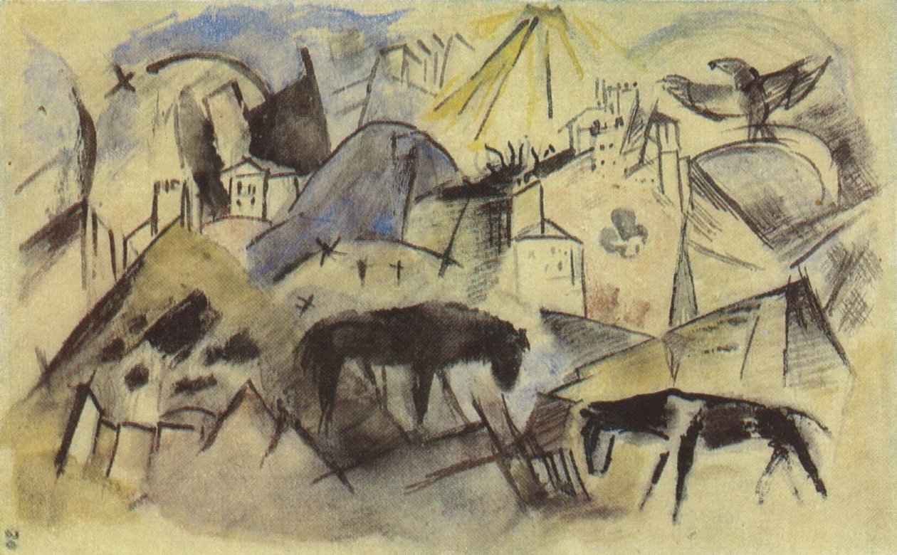 Het ongelukkige land Tirol (schets) door Franz Marc