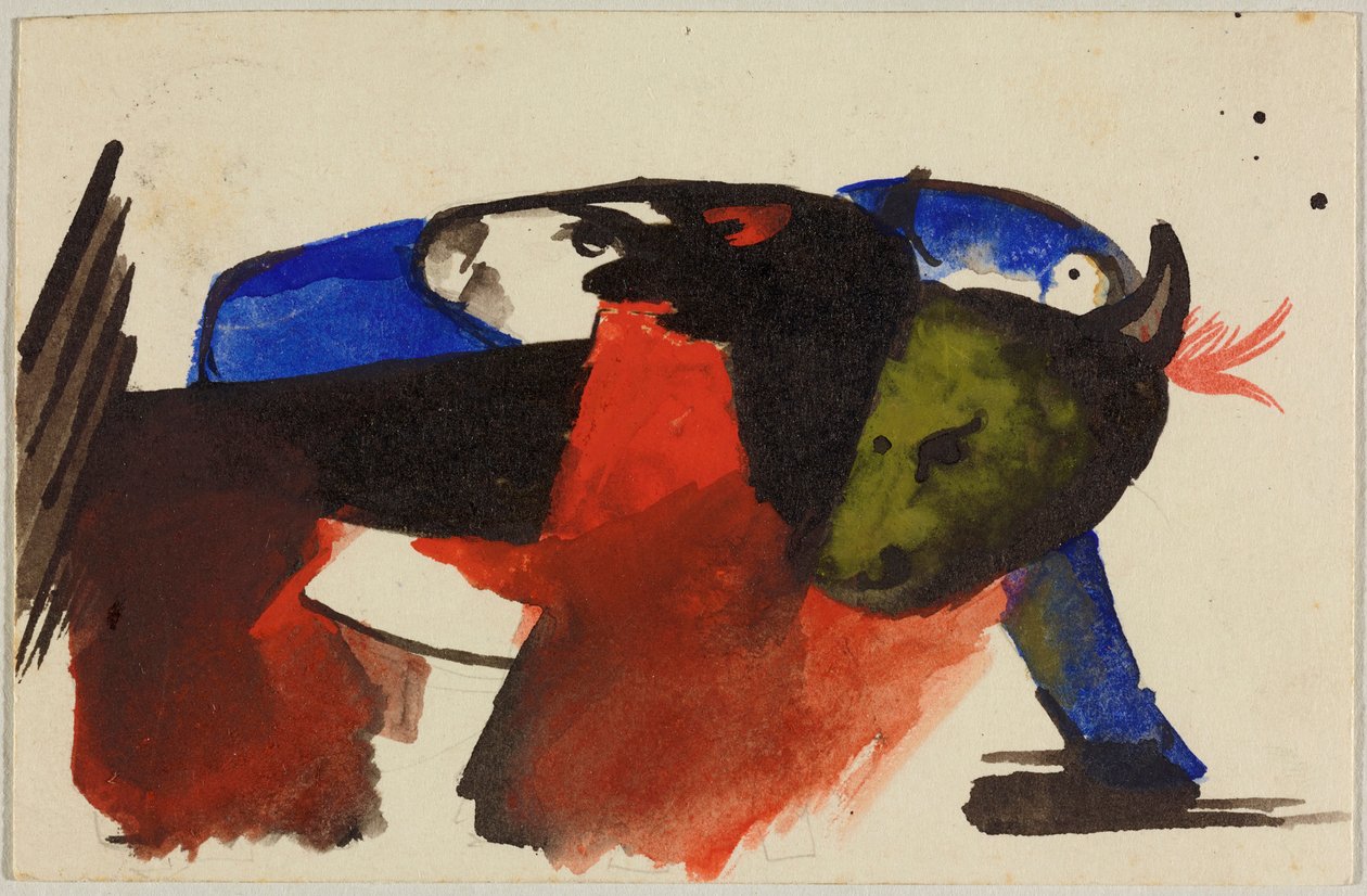 Twee dieren, ansichtkaart uit Sindelsdorf aan Wassily Kandinsky in München door Franz Marc