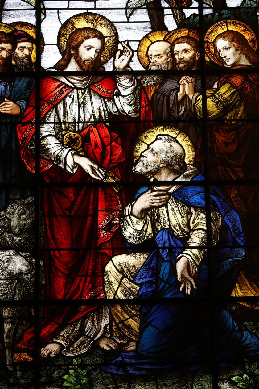 Christus Overhandigt de Sleutels aan Sint Pieter, c.1920 door Franz Mayer