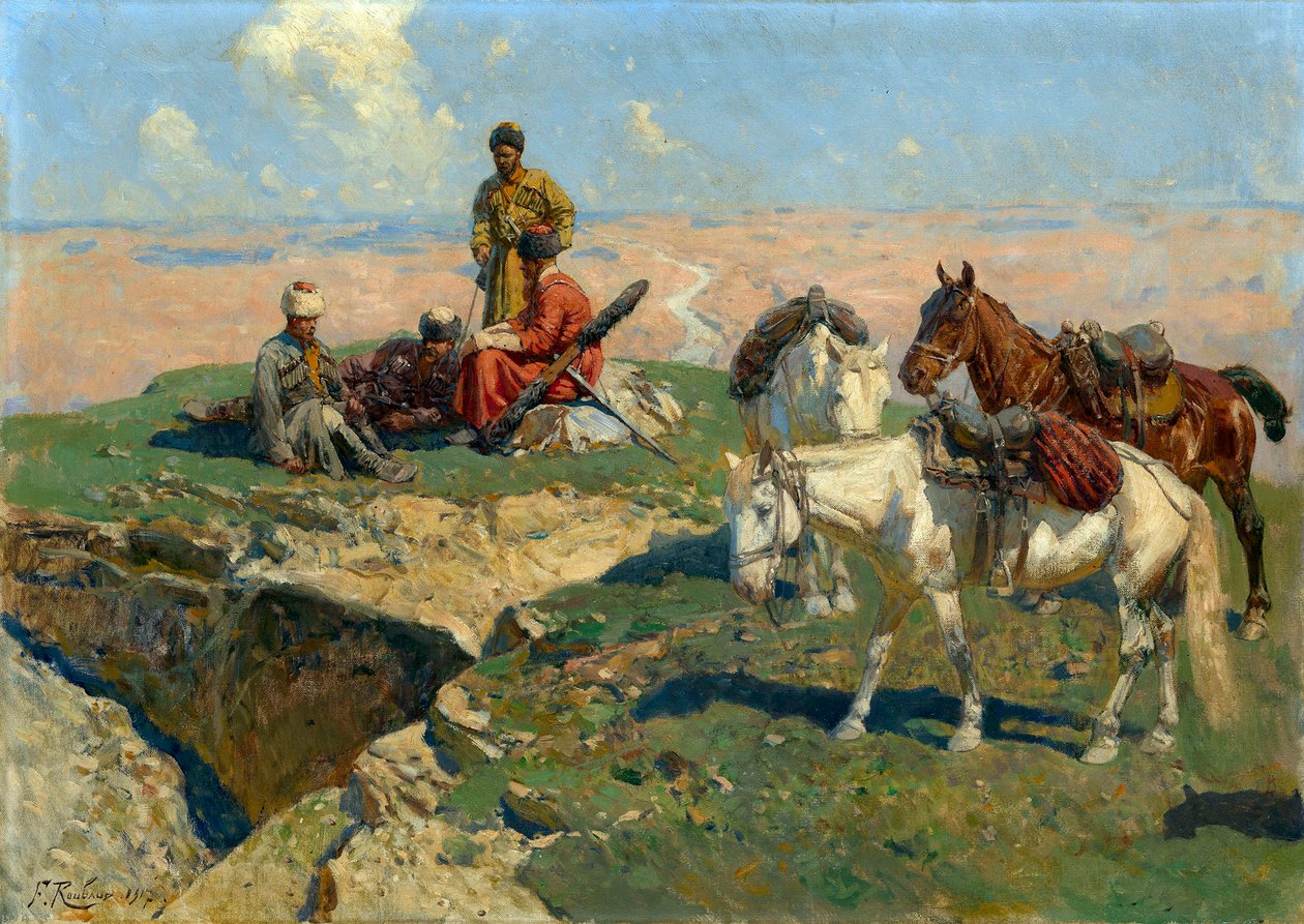De rust van de krijgers van de Kaukasus door Franz Roubaud