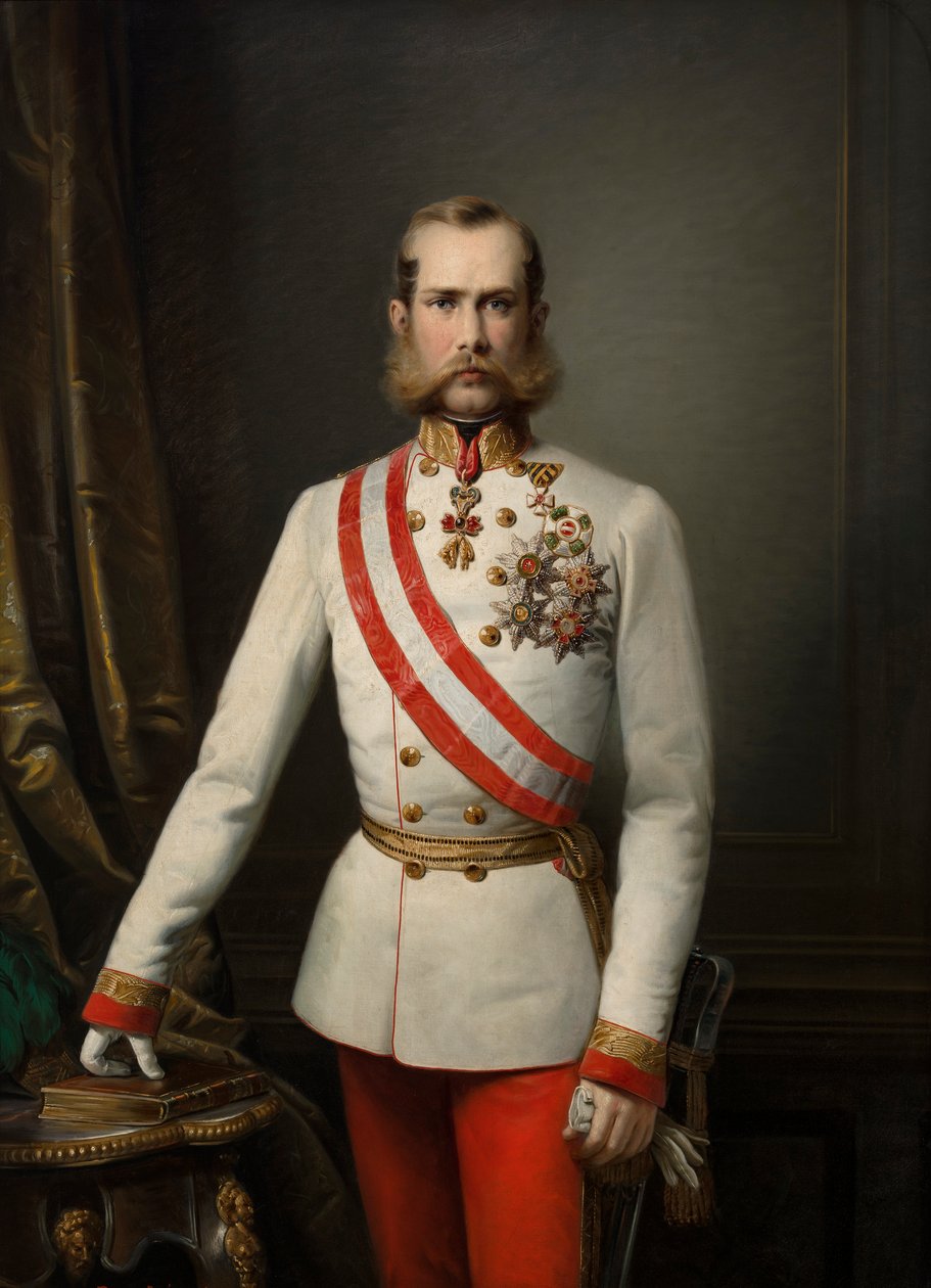 German: Bildnis des Franz Joseph I Portrait of Franz Joseph I door Franz Russ the Elder