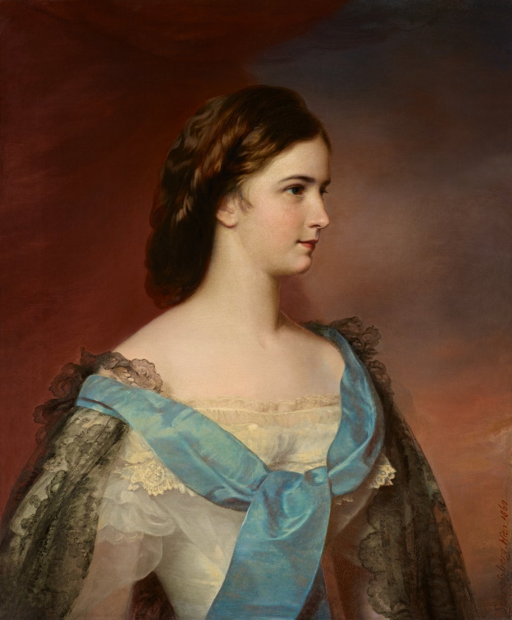 Duits: Portret van keizerin Elisabeth van Oostenrijk (1837-1898) Portret van keizerin Elisabeth van Oostenrijk (1837-1898) door Franz Schrotzberg