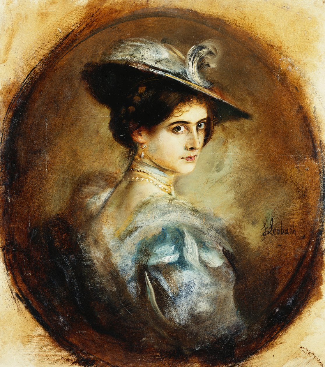 Portret van een Dame, Hoofd en Schouders door Franz Seraph von Lenbach