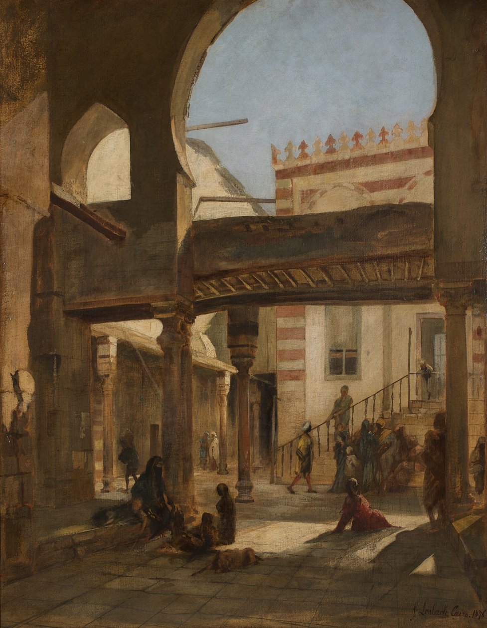 Scene in Kalaun Moskee Complex Caïro door Franz Seraph von Lenbach