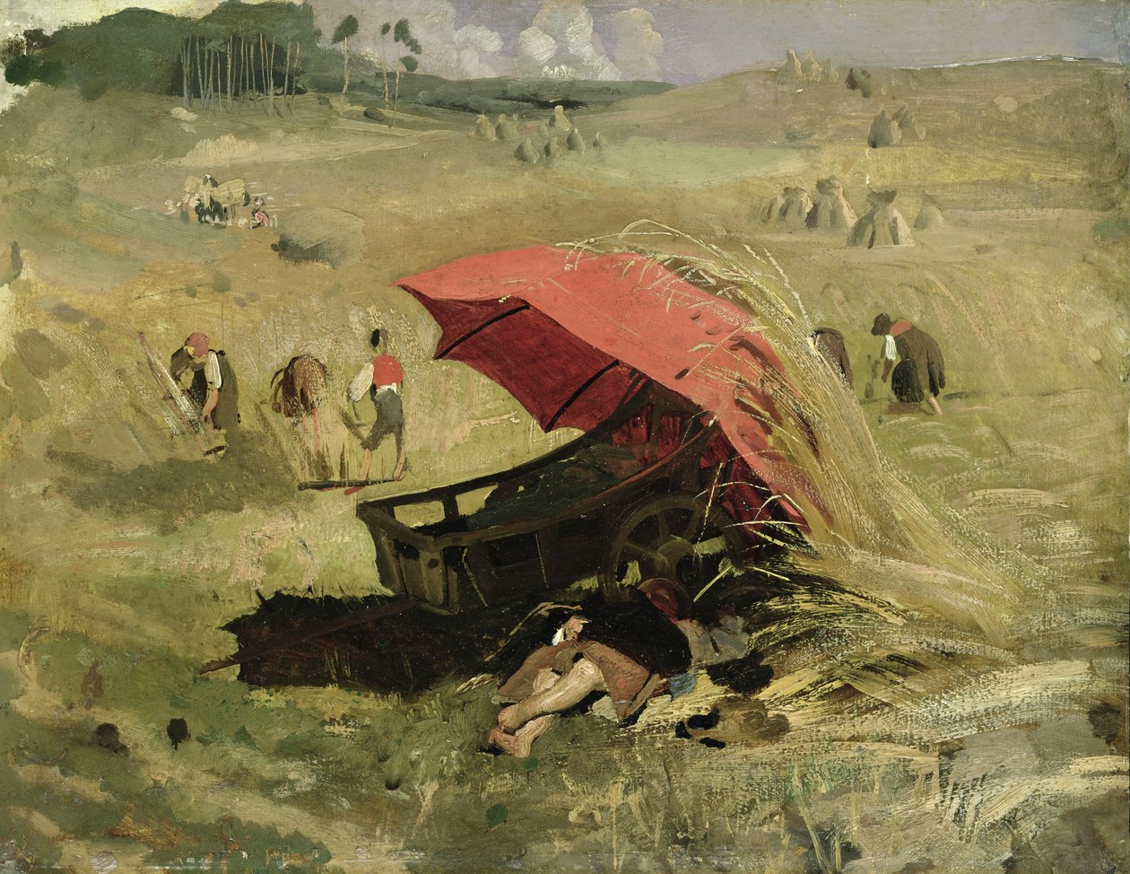 De Rode Parasol, c.1860 door Franz Seraph von Lenbach