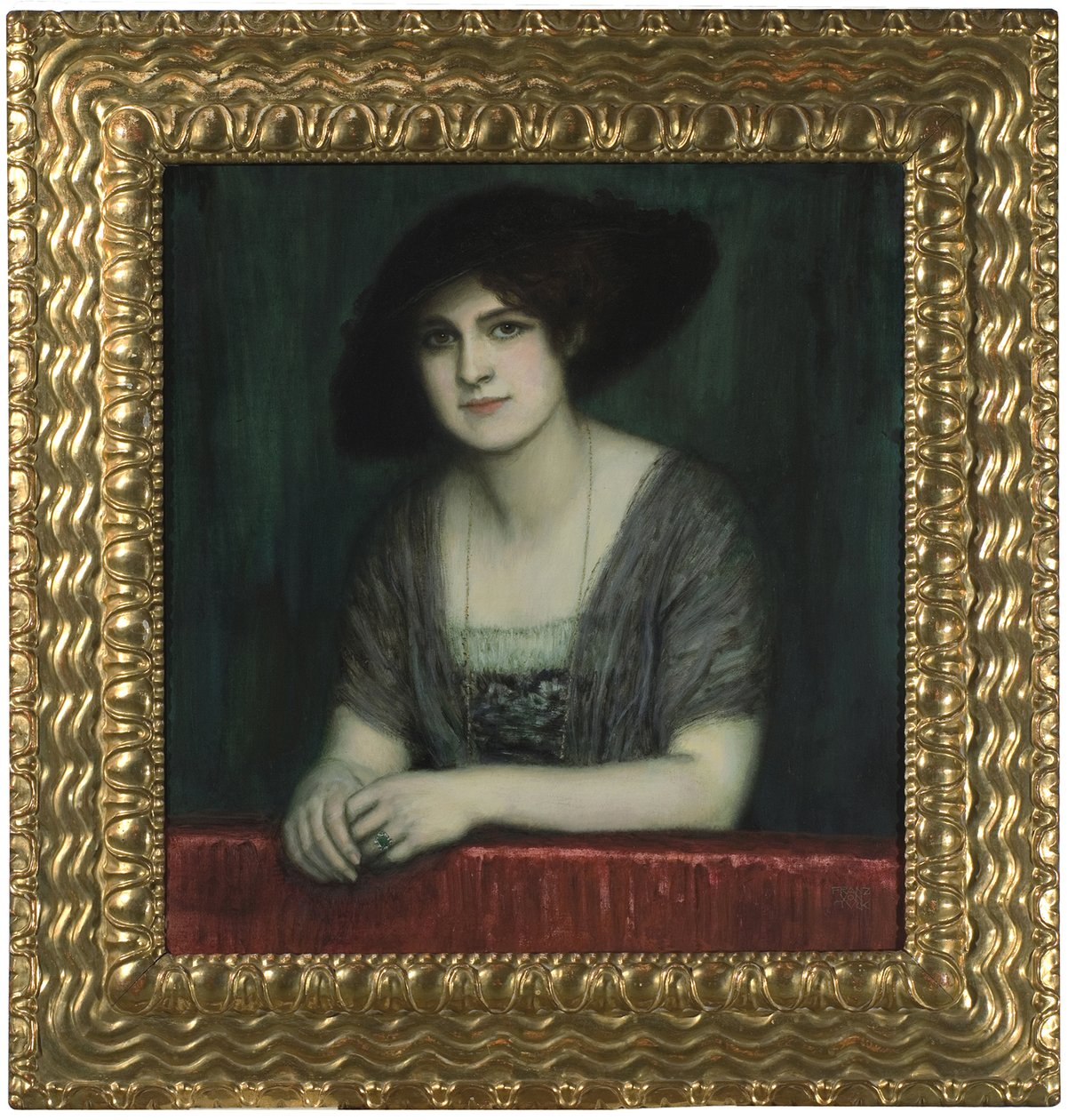 Maria met een donkere hoed door Franz Stuck Ritter von