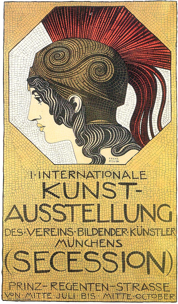 Affiche voor de eerste internationale kunsttentoonstelling, Secession, 1893 door Franz Stuck Ritter von