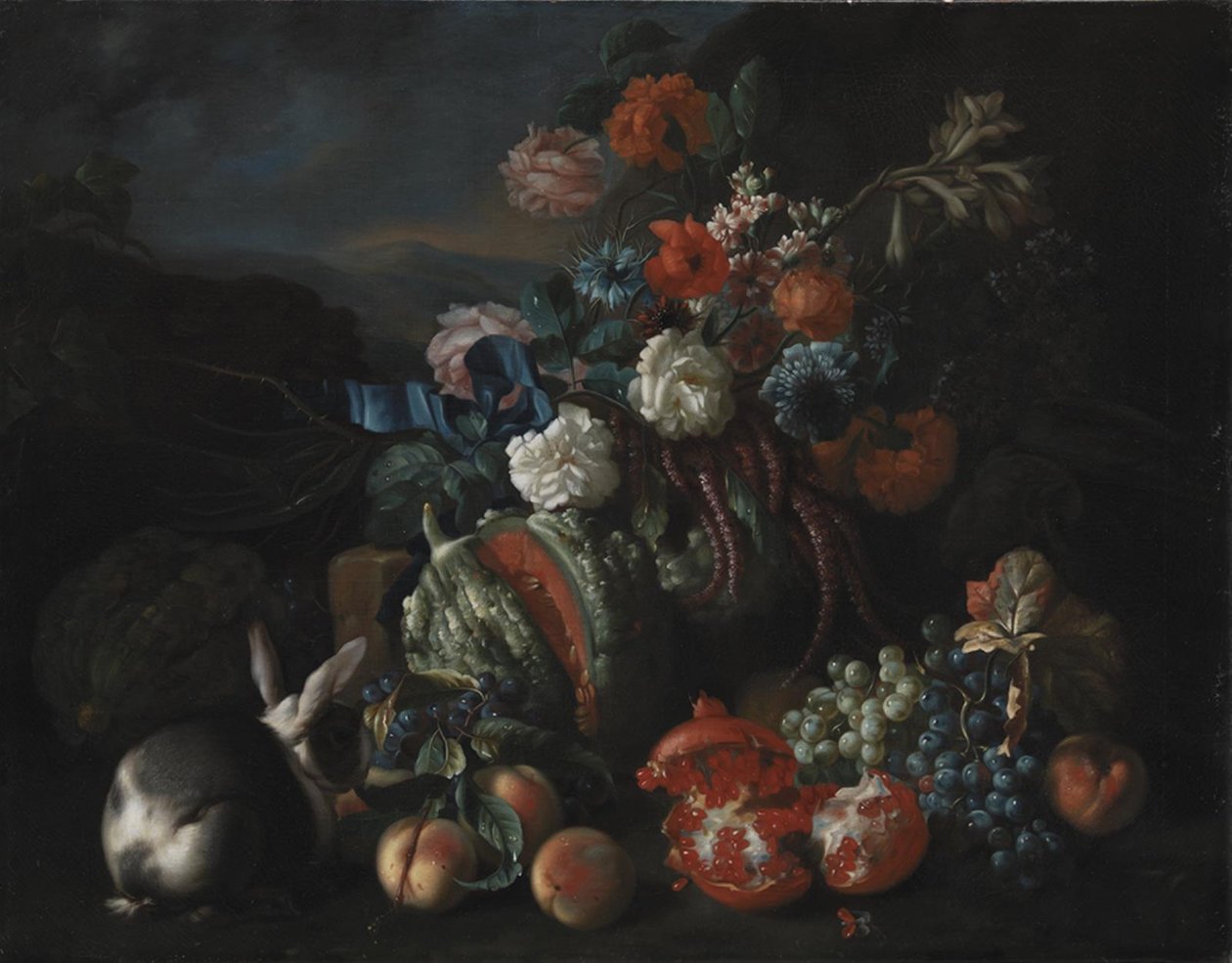 Stenen basis met bloemen en fruit door Franz Werner Tamm