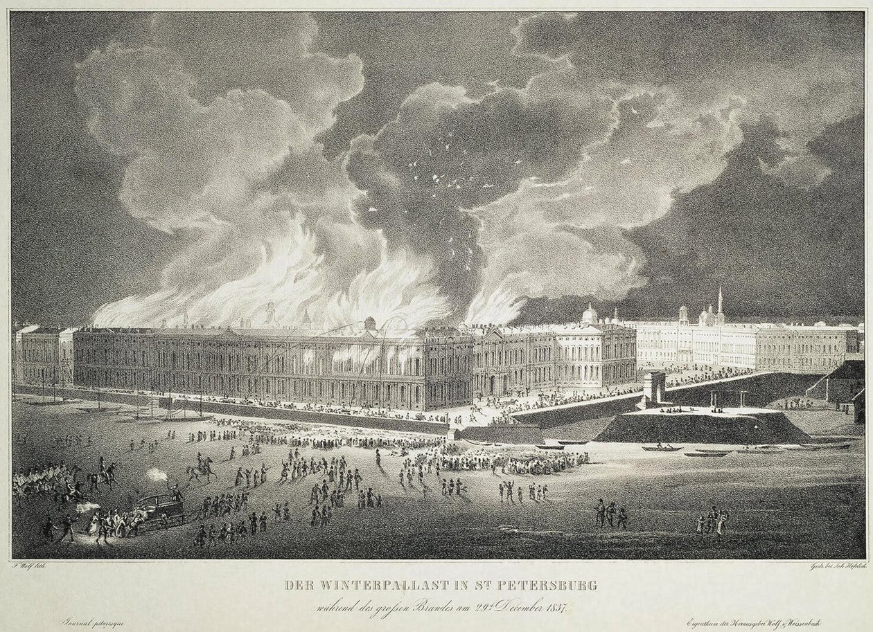 Brand in het Winterpaleis op 29 december 1837 door Franz Wolf