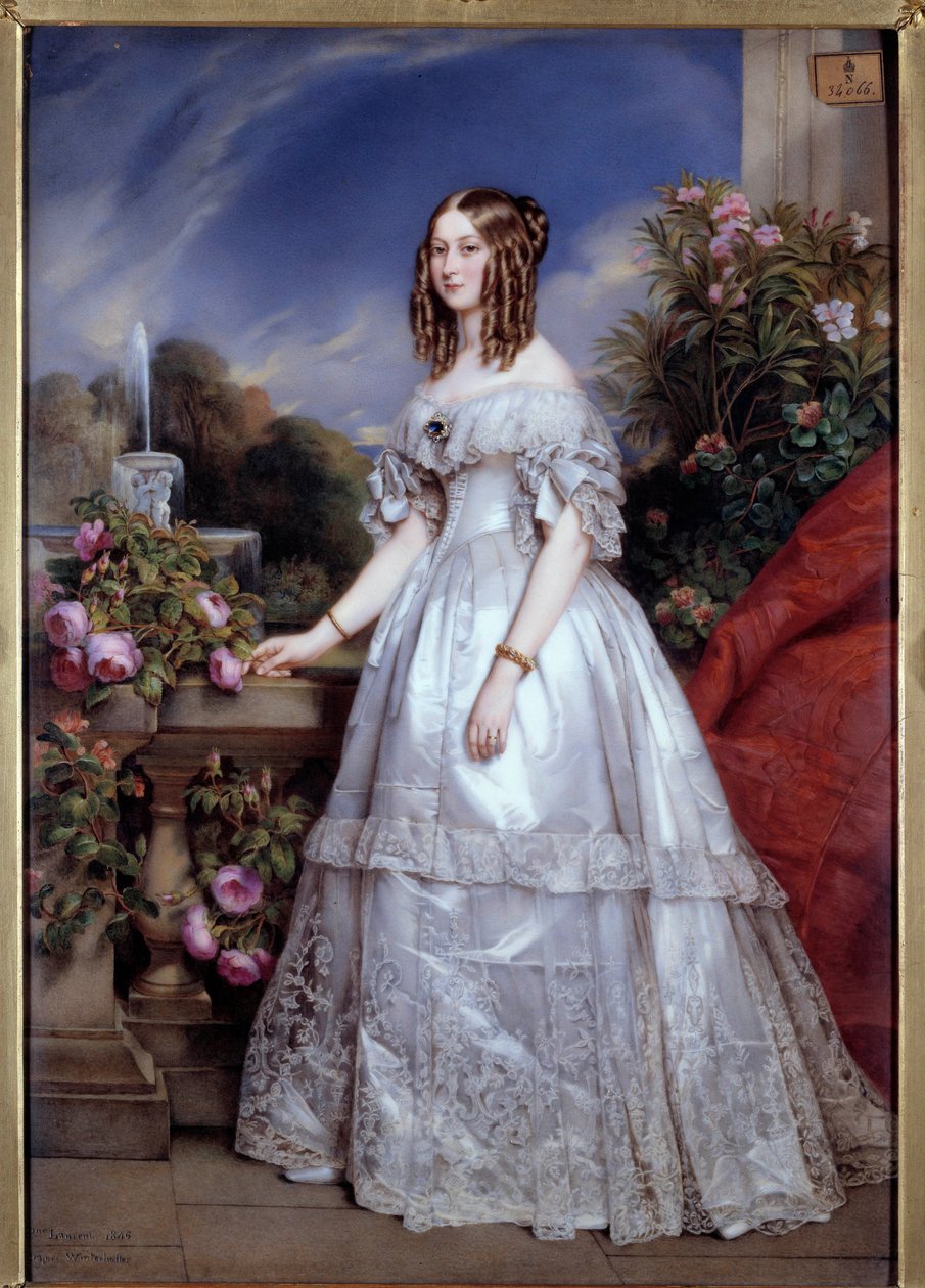 Portret van de Hertogin van Nemours door Franz Xaver  Winterhalter (after)
