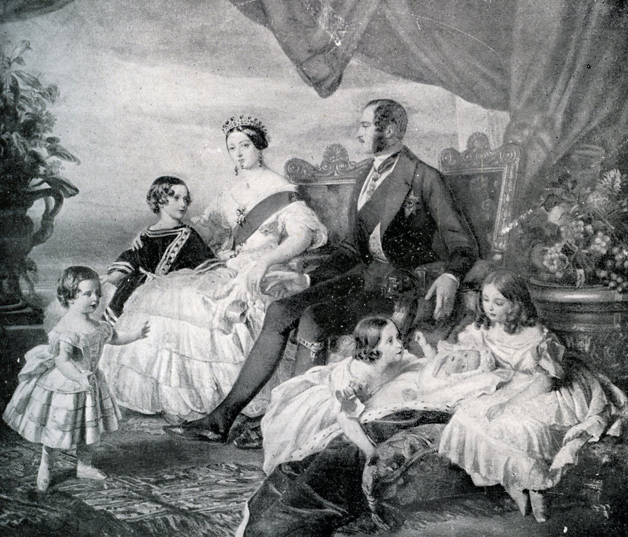 Koningin Victoria met prins Albert en hun kinderen door Franz Xaver  Winterhalter (after)