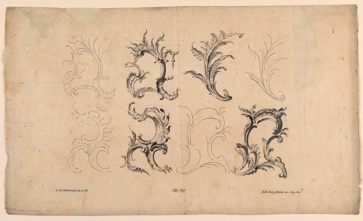 Rocaille Motief, uit Set Nr. 76 door Franz Xaver Habermann