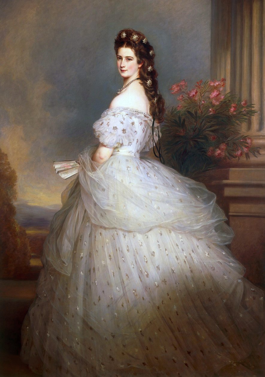 De keizerin Elisabeth van Oostenrijk, met diamanten sterren in haar haar - Keizerin Elisabeth van Oostenrijk met diamanten sterren in haar haar, door Winterhalter, Franz Xavier (1805-1873) door Franz Xaver Winterhalter