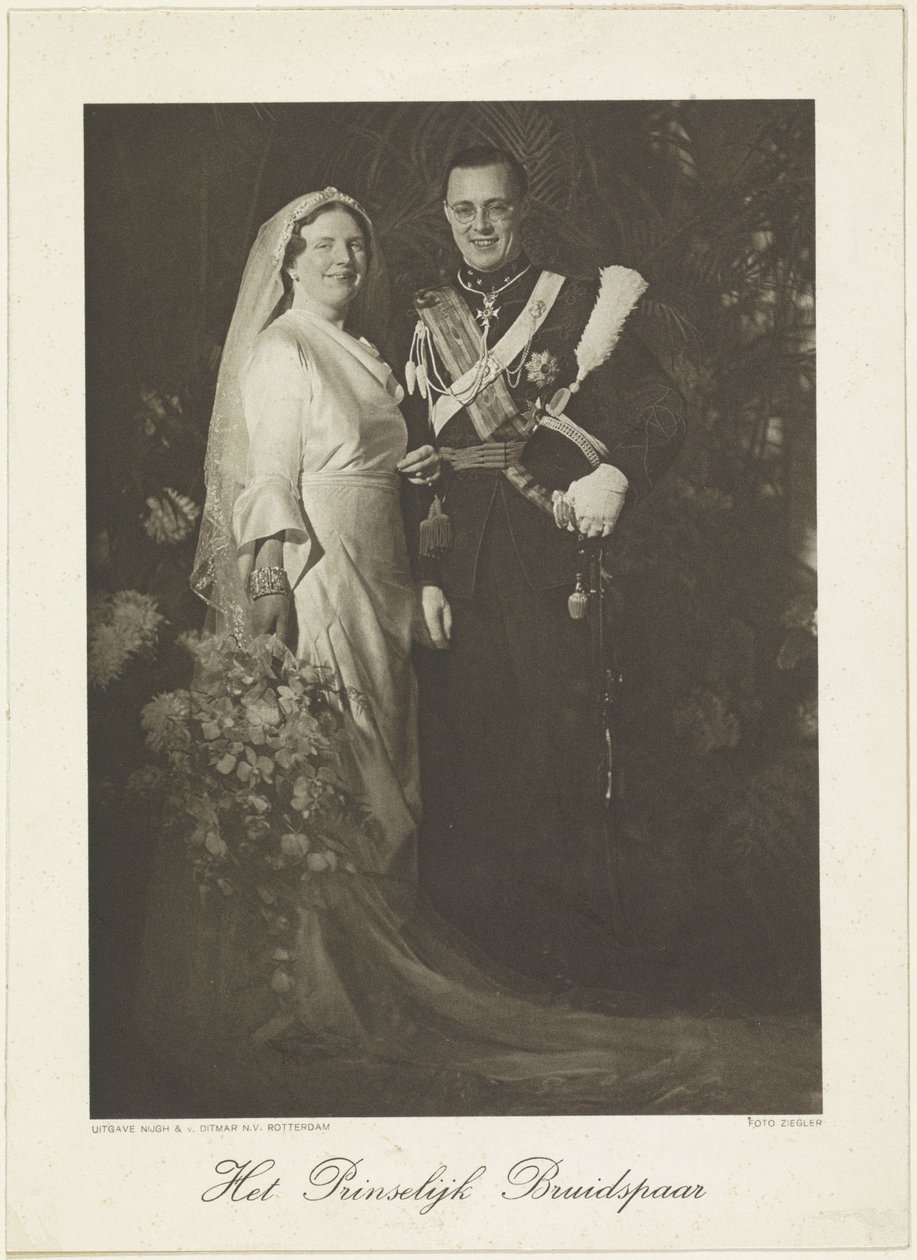 Portret van Juliana, koningin der Nederlanden, en Bernhard van Lippe-Biesterfeld door Franz Ziegler