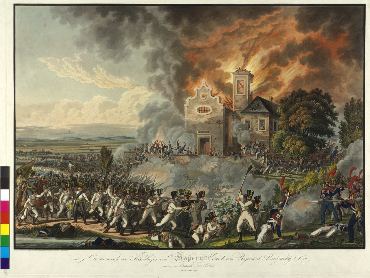 Slag bij Aspern 1809 door Franz von Habermann