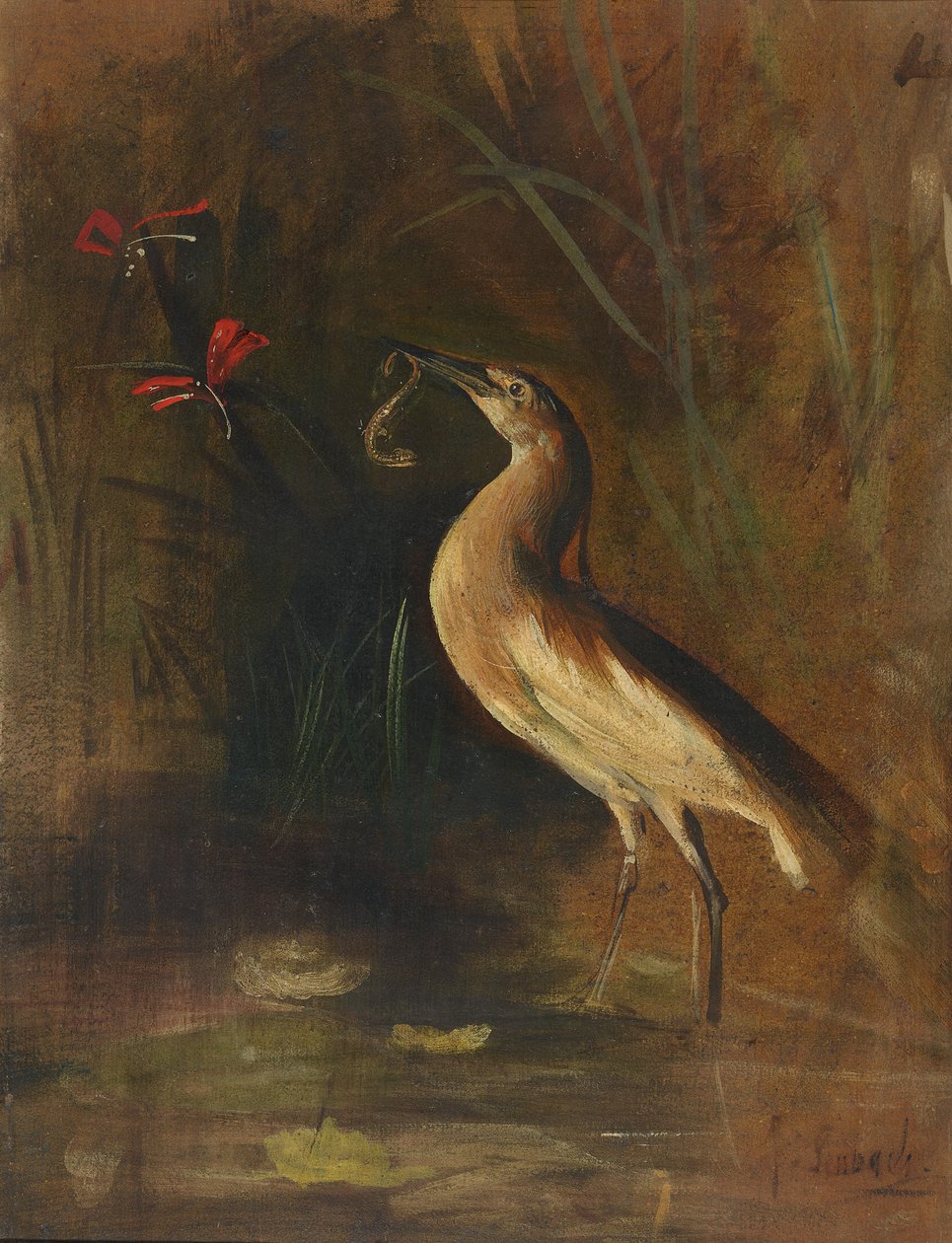 Reigers en salamanders door Franz von Lenbach