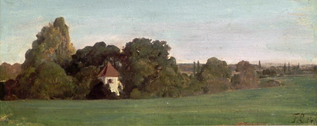 Landschap met kapel door Franz von Lenbach