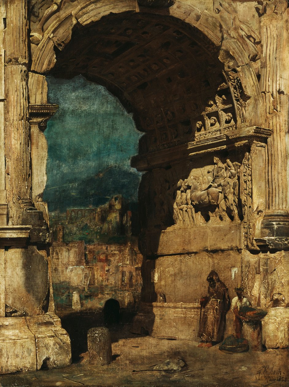 Onderzoek naar het schilderij De Boog van Titus in Rome door Franz von Lenbach