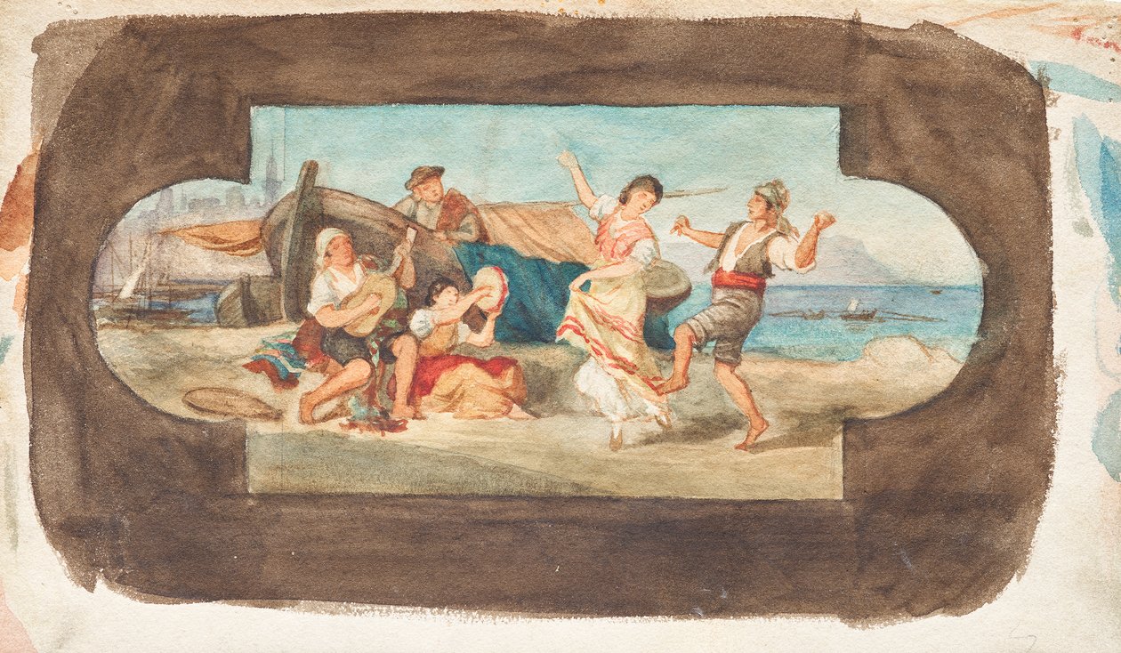 De dans van de Italianen - Ontwerp van een plafondschildering door Franz von Matsch