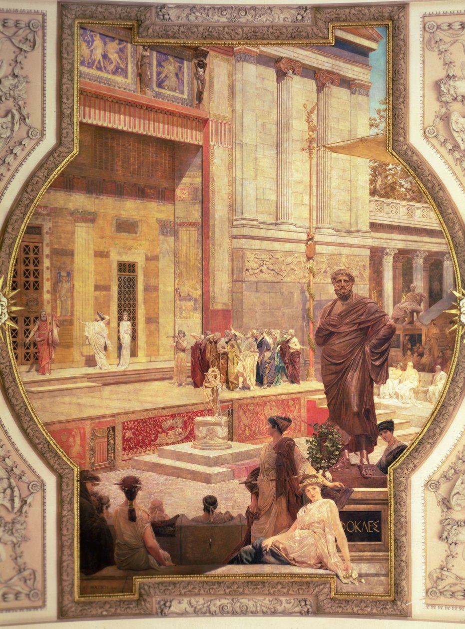 Het Griekse Theater in Taormina, Sicilië uit een serie over de Geschiedenis van het Theater door Franz von Matsch