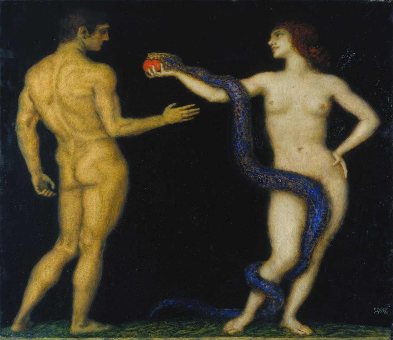 Adam en Eva, ca. 1920 door Franz von Stuck