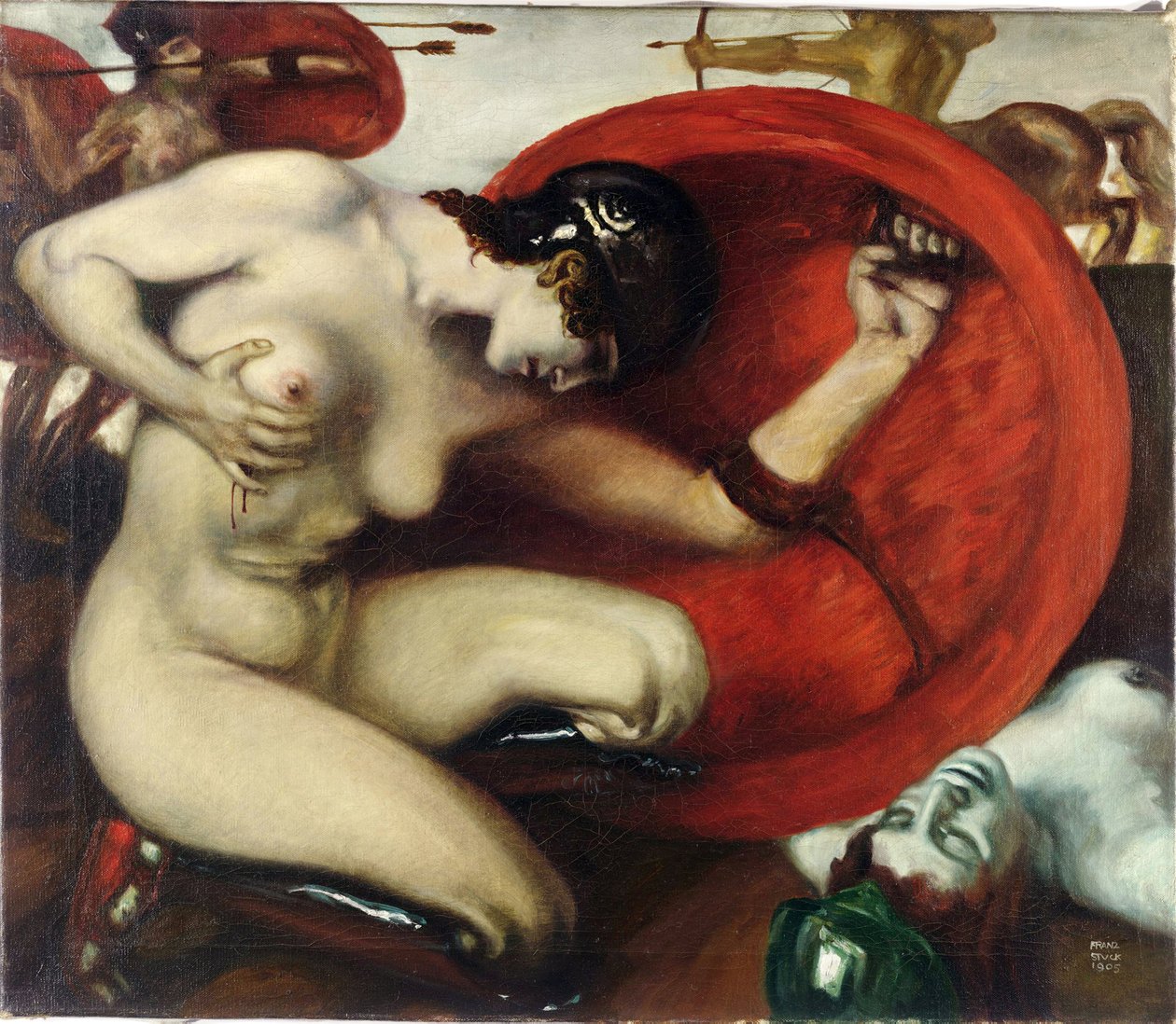 Gewonde amazone door Franz von Stuck