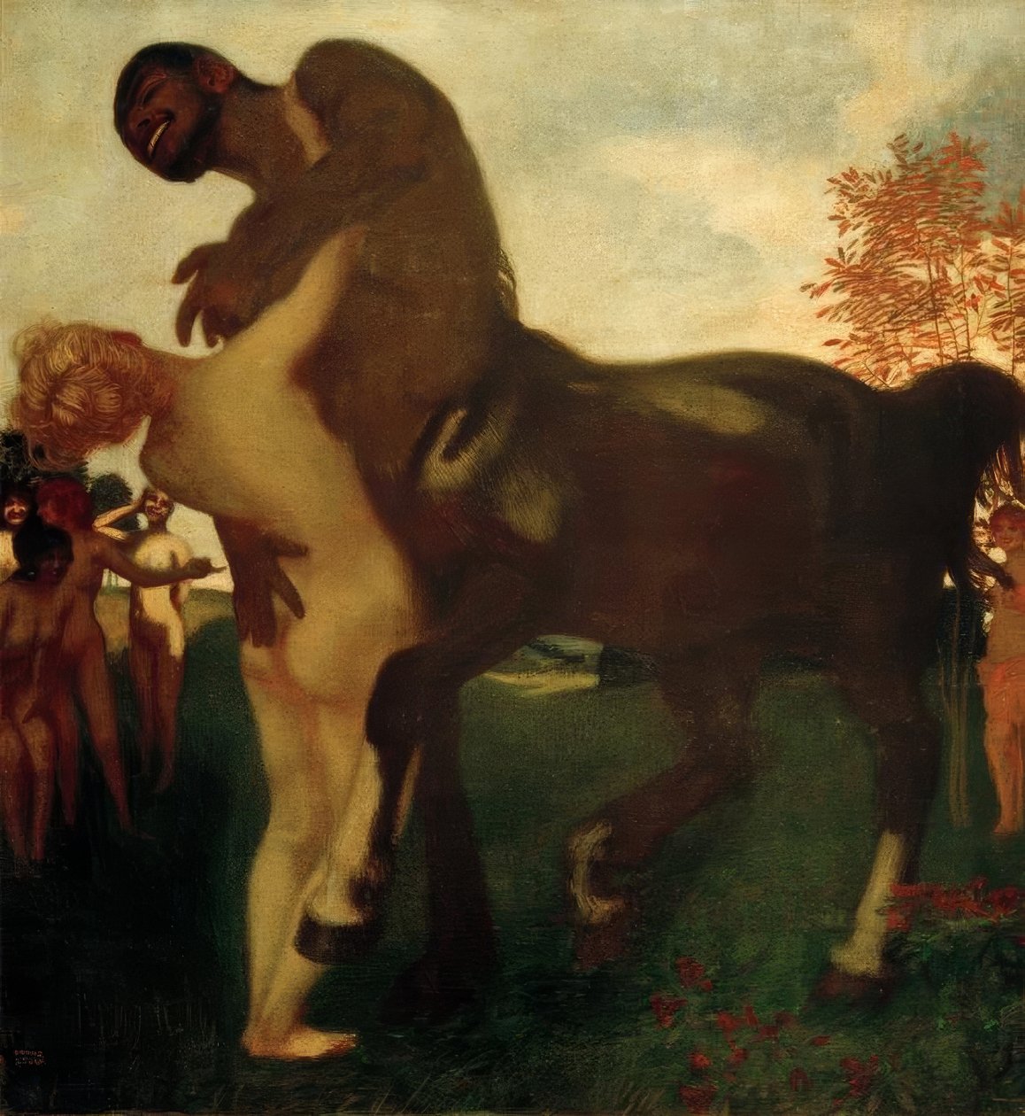Centaur en nimf door Franz von Stuck