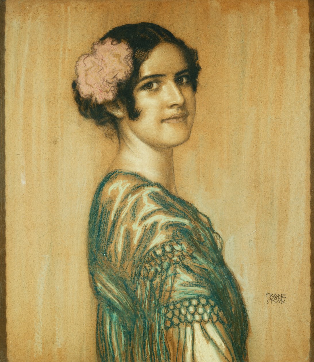 Portret van Mary, de dochter van de kunstenaar, als een Spaanse dame door Franz von Stuck