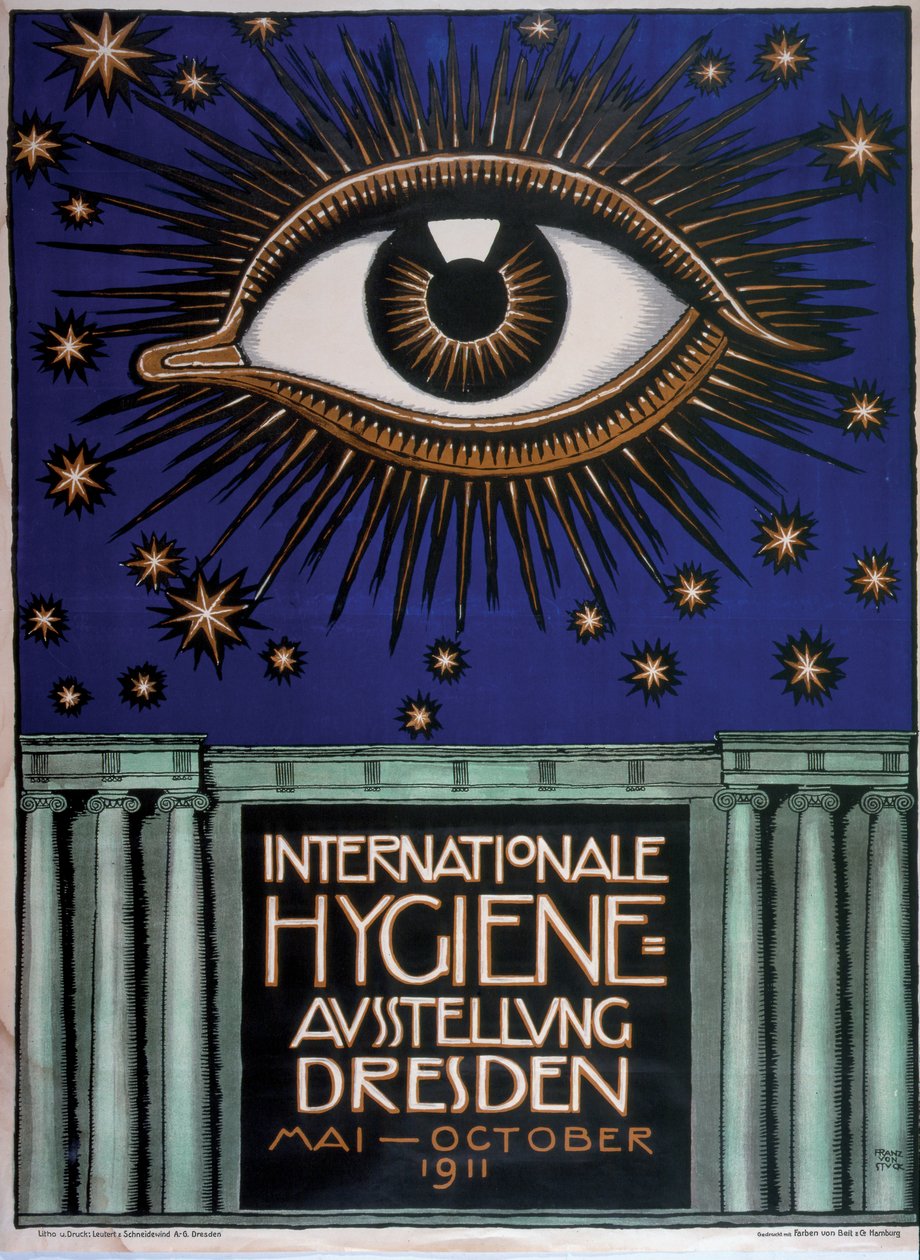 Poster voor de Eerste Internationale Hygiëne Tentoonstelling, 1911 door Franz von Stuck