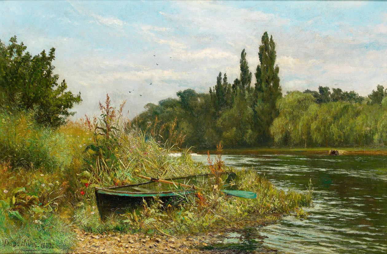 Een rustige plek aan de rivier de Theems, 1882 door Fred Hines