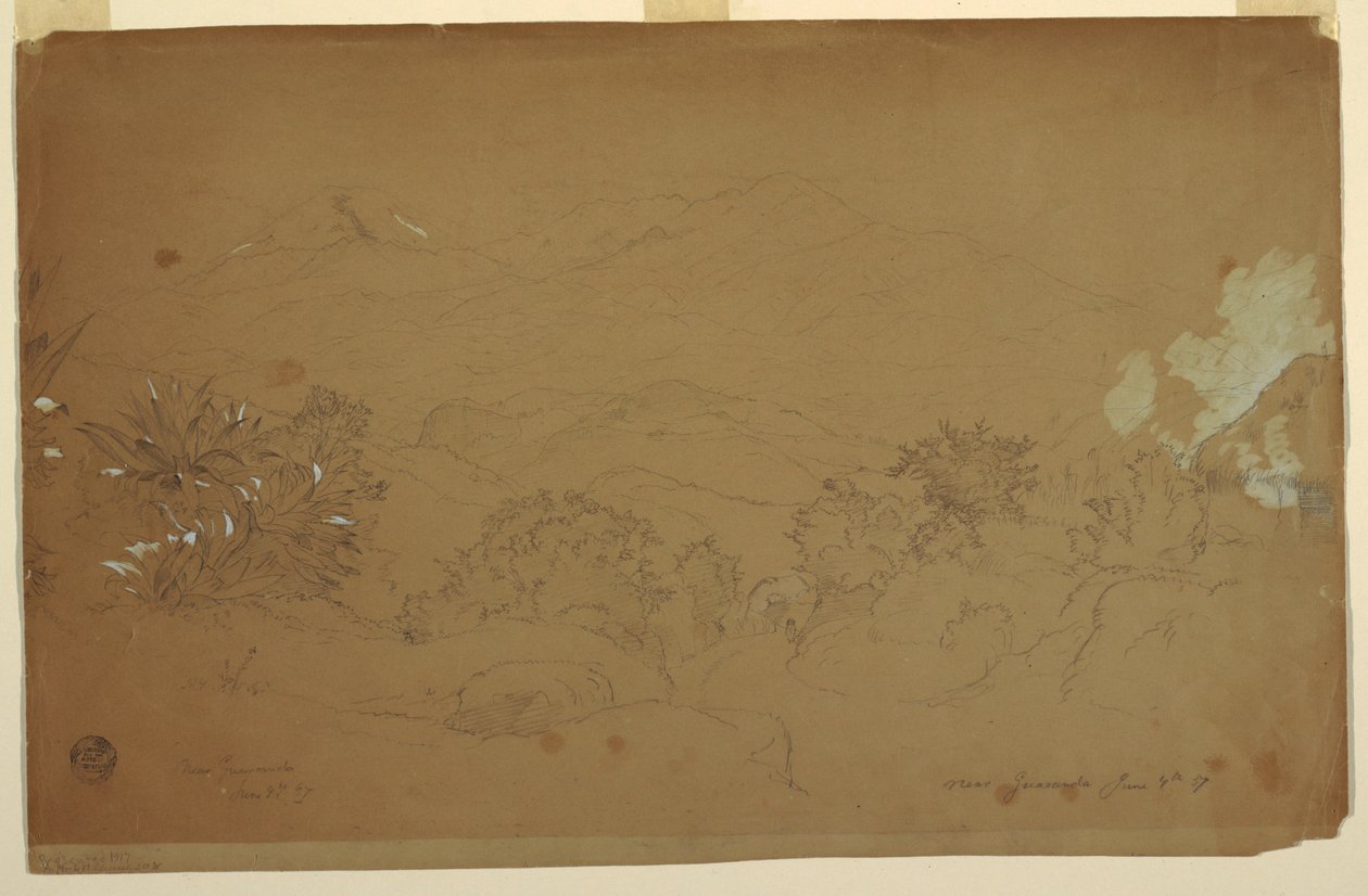 Tekening, Landschap bij Guaranda, Ecuador, 4 juni 1857 door Frederic Edwin Church